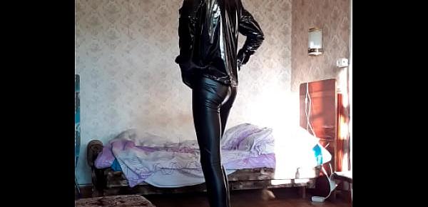  Guy in leather leggins and PVC jacket